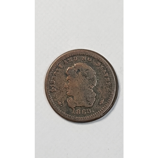 1863 "Liberty and No Slavery" 80% Copper Patriotic Civil War Token