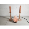 Image 1 : 2 Glass Candle Holders with Candles and Working Himalayan Salt Lamp 