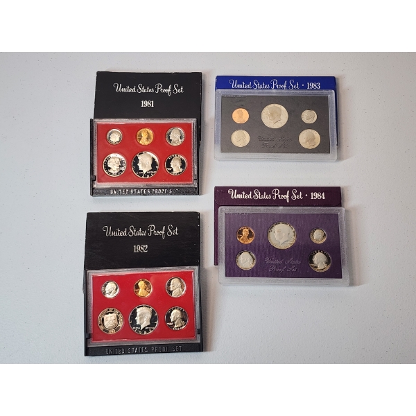 x4 United States Mint Proof Sets: 1981, 1982, 1983, 1984