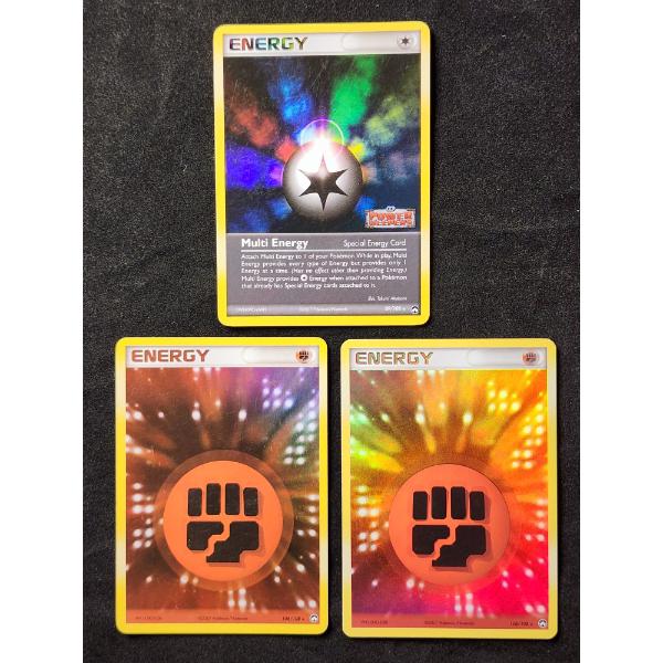 Three Assorted Holo Rare Energy Vintage 2007 Pokemon Trading Cards Ft. Ex Power Keepers 