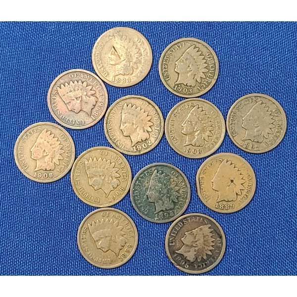 Assorted Years U.S Indian Head Cents - Face Value: $0.12