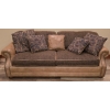 Image 2 : 7' Leather and Cloth Couch with Ottoman - 37" Deep - Ottoman 24x30