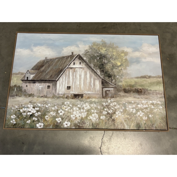 Beautiful Barn in Flower Field Canvas Photo - 24x36" 