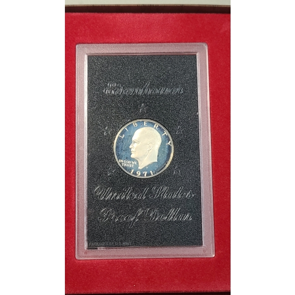 1971-S U.S Eisenhower 40% Silver Proof Dollar In Acrylic Display