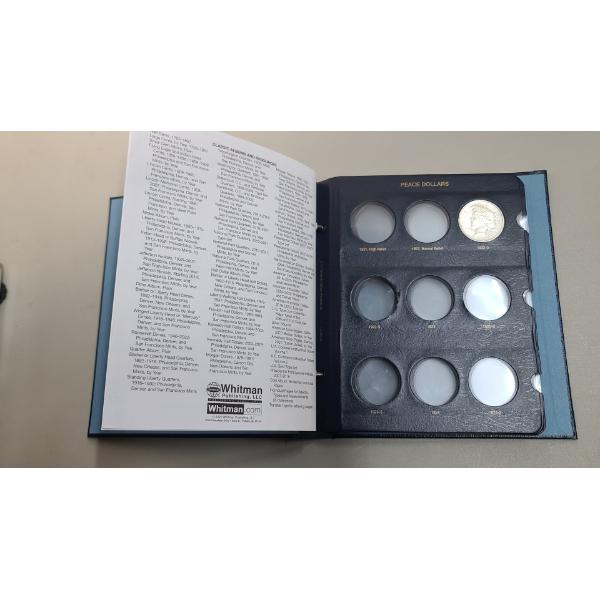 1921-1935 Peace Dollar Collection Book With 1922-D 90% Silver Peace Dollar 