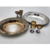 Image 1 : Silver-Plated Items: 2 Serving Trays and 6 Small Goblets - TW: 2.0lbs