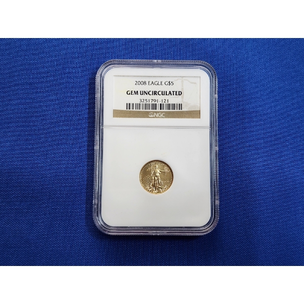 2008 $5 American Gold Eagle 1/10th oz Fine Gold - GEM UNCIRCULATED NGC