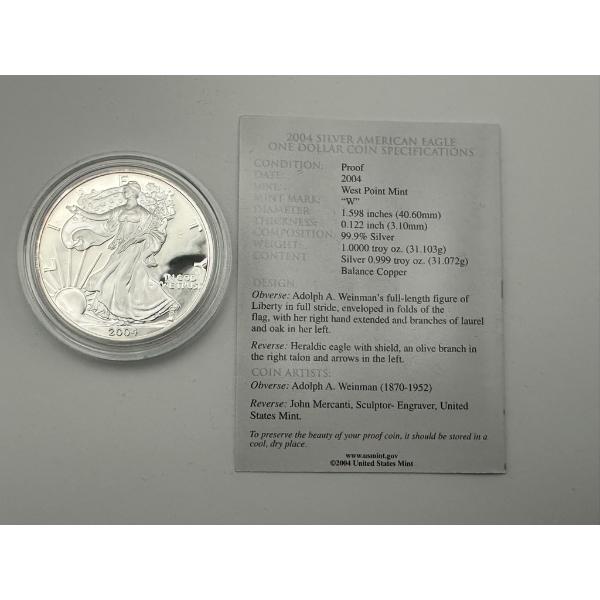 2004-W Proof Silver American Eagle w/ Box & COA