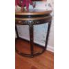 Image 4 : Group As Shown - Elegant Design & Inlayed 32" by 16" Half Round Console Table With Floral Vase Incl