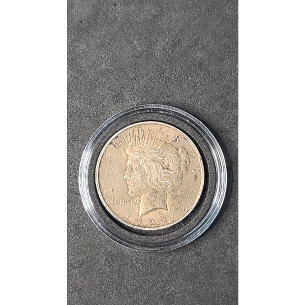 1923 90% Silver Peace Dollar In Coin Capsule