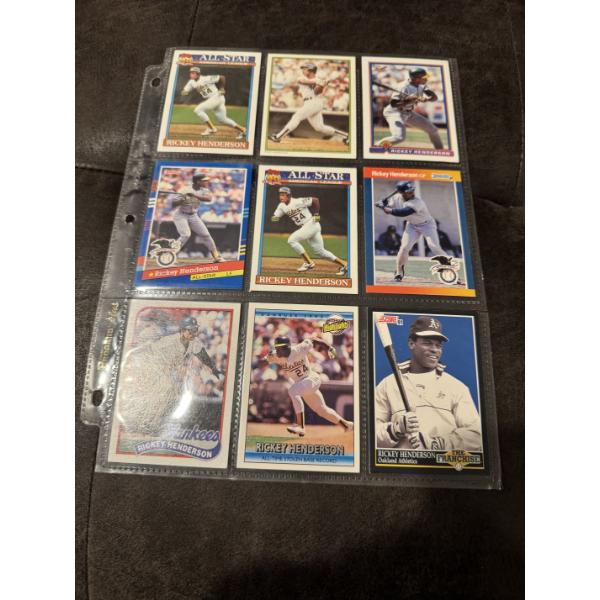 9 - Ricky Henderson Baseball Cards - Yankees & Athletics - Mint Condition