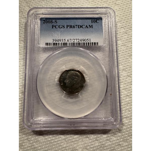 2008-S PCGS PR67DCAM United States Roosevelt Dime 