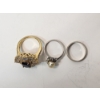 Image 4 : 3 Gorgeous Sterling Silver Rings Pearl, Gold-Tone with Stones, Wedding Band Style - TW 16.8g