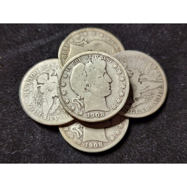 $2.50 Face Value in 90% Silver Barber Half Dollars - Assorted Conditions!