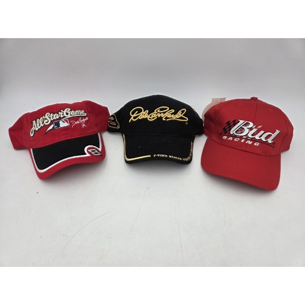 Three Brand New With Tags Hats- Including Black Dale 3, All Star Game, & Bud Racing