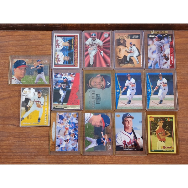 Fourteen Assorted Chipper Jones Baseball Trading Cards 