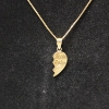 Image 2 : 14K Yellow Gold 19" Necklace with "Little Sister" Half Heart Pendant - TW: 1.9g