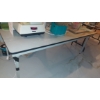 Image 1 : As Shown - Long 7 Ft Multi Use Folding Work Table With Pull Up Platform Shelf - 30" Tall - 28" Depth