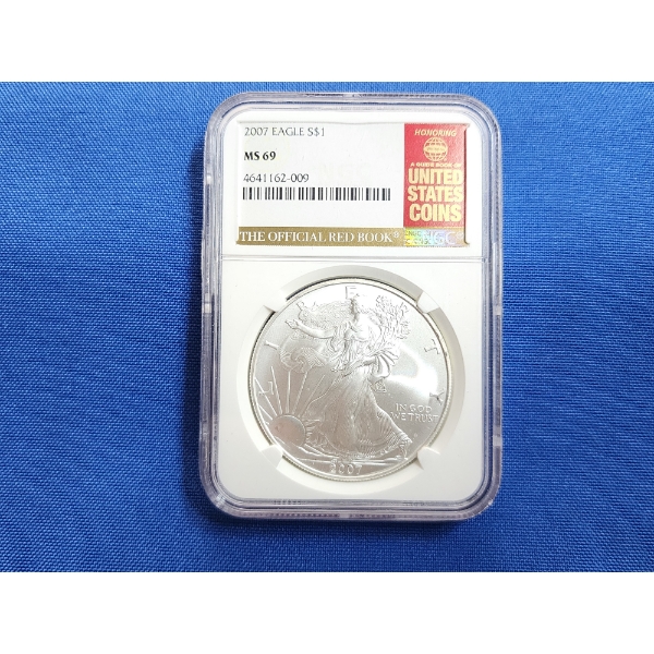 2007 American Silver $1 Eagle NGC MS 69 1 oz Fine Silver