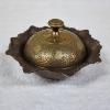 Image 1 : Vintage Indian Brass Lidded Container Feat. Beautifully Etched Designs ~ Trinket or Candy Dish
