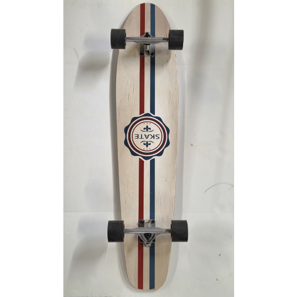 New Beautiful Natural Wood Color W Red White & Blue Accents SKATE Longboard Skateboard