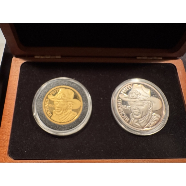 Rare Richard Petty One Oz .9999 Fine Gold & Silver Bullion Coins - 87/200 