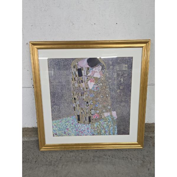 Framed Gustav Klint "The Kiss (Loving Couple)" Vintage Art Piece with COA Approx. 3ft x 3ft in Frame