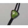 Image 2 : Western Style Leather Bolo Tie With Sterling Silver Hardware & Beautiful Green Stone 
