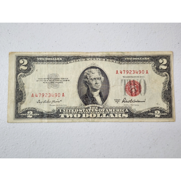United States Series 1953-A Red Seal $2 Note 