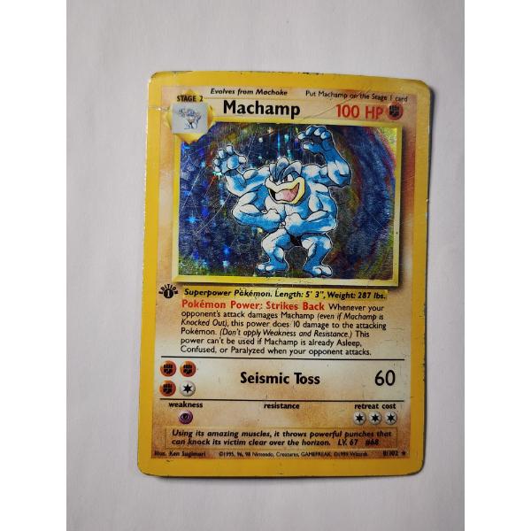 1st Edition Machamp 8/102 Holo Rare Vintage Pokemon Trading Card