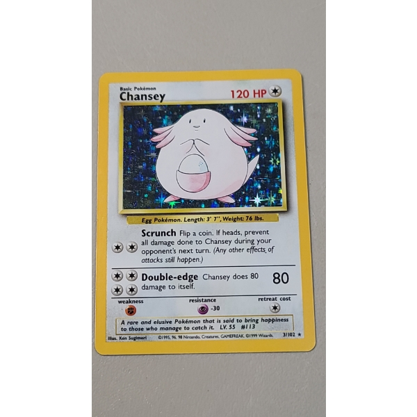 Pokemon TCG Chansey Holo Rare Base Set 3/102 Card