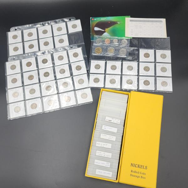 Large Coin Lot! $36.05 in Assorted U.S. Nickels, Many in Tubes, & Canadian Mint Set