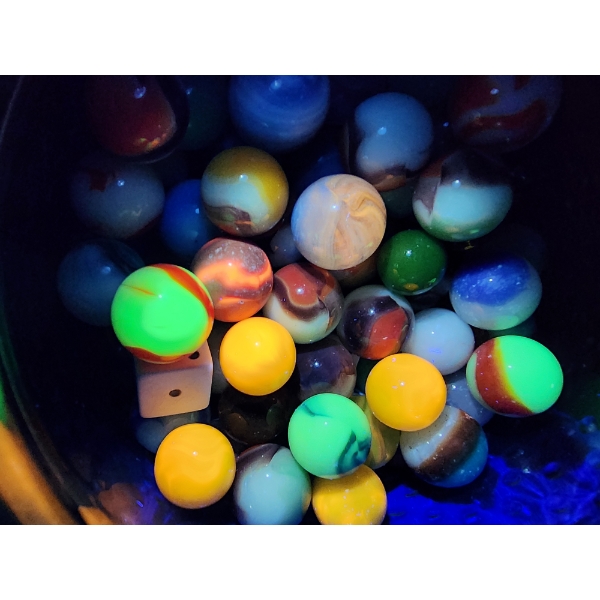 Jar Full of Assorted Vintage Marbles Including Several Uranium Glass Marbles! SEE THE GLOW!