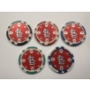 Image 2 : 5 - RARE ST. LOUIS CARDINALS Clay Poker Chips - Mint Condition - Complete Set