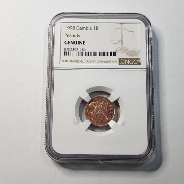 NGC Genuine 1988 Gambia 1 Butut Peanuts Coin 