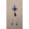 Image 1 : Sterling Silver Black Onyx/Marcasite Pendant & Sterling Black Onyx Dangle Earrings - Weight: 8.6g