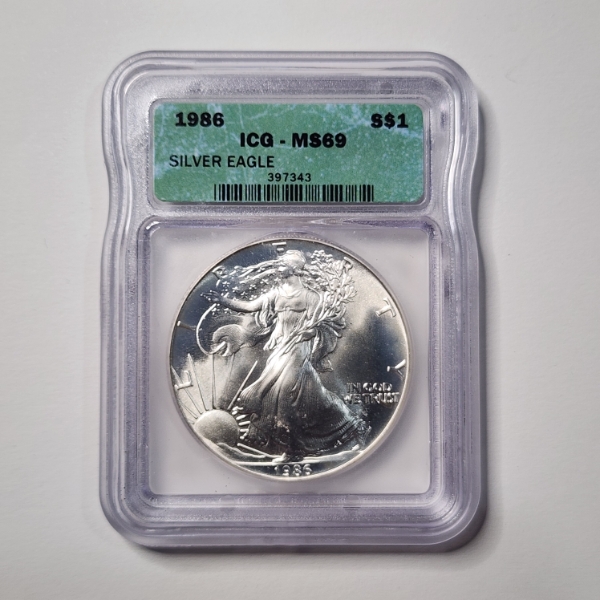 ICG MS69 GRADED 1986 Silver 1 Oz American Eagle ~ First Year Minted ~ Perfect For Any Collector! 