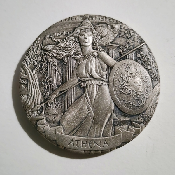 Perth Mint 2017 Gods of Olympus Athena 2 Oz .999 Fine Silver High Relief Coin FROM 12 COIN SET!