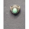 Image 1 : Beautiful Sterling Silver Opal Shaped Jade Ring - Size 7 - 10.1 Grams