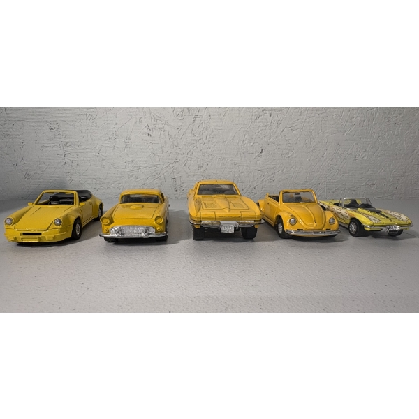 Lot of 5 Collectible Yellow Die-Cast Model Cars