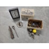 Image 1 : Vintage Collectables Including Corn Husker Tool, Metal Jacks & Balls, Marbles, 1930s AtmoStat & More