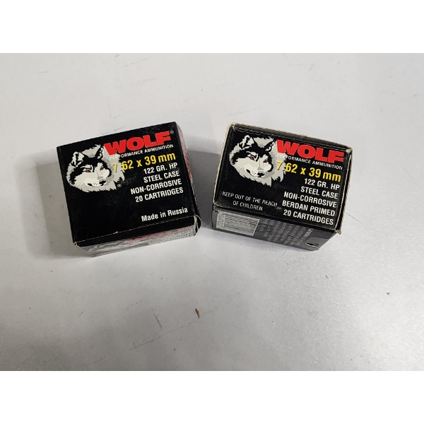2 Boxes of Wolf 7.62x39 Ammo - One Full and One Partially Full Box