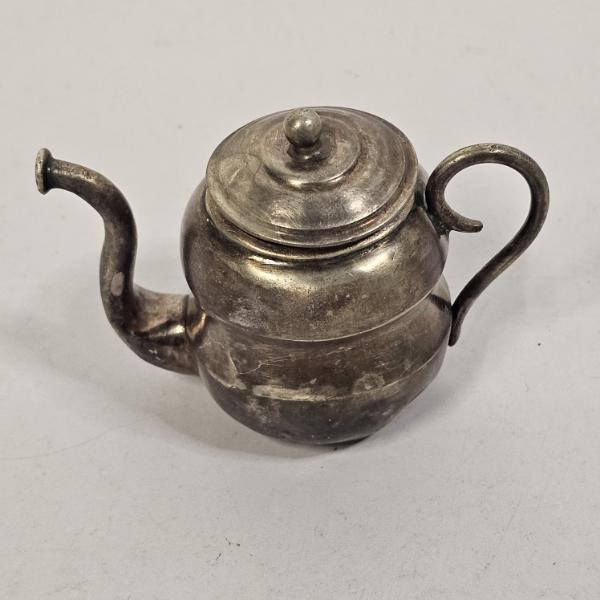 Vintage Solid Chinese Export Silver Miniature Teapot Collectible 2.5" - 73.4 g