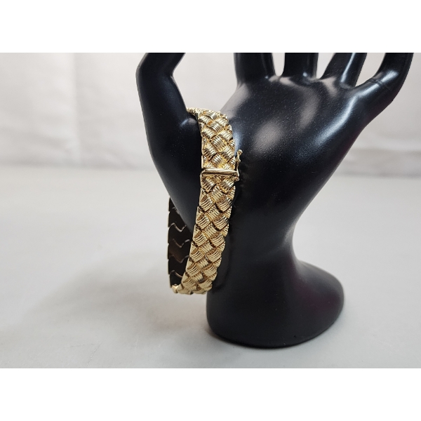 Beautiful 14K Gold Weave Detail Bracelet (Turkey)- 7.5 in - Total Weight 14.0g