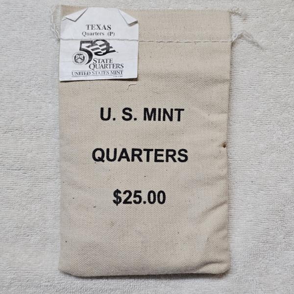 Original, Unopened $25 Canvas Bag of 2004-P Texas State Quarters