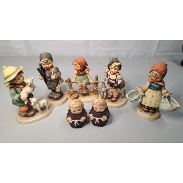 (7) Vintage Collectible Hummel Goebel Porcelain Figurines/Salt & Pepper Shakers