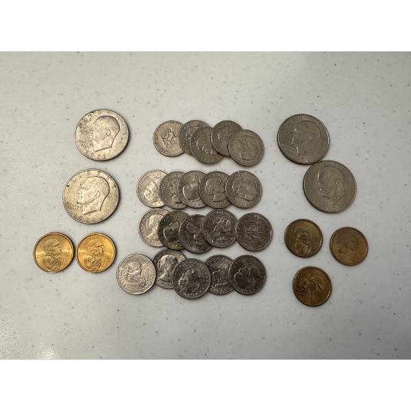29 - United States One Dollar Coins - Eisenhower, Susan B. Anthony & More - $29.00 Face Value