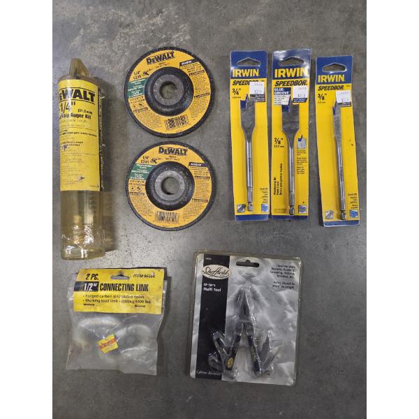 All New- DeWalt & Irwin Bits, Multi Tool, Grinding Wheels & More