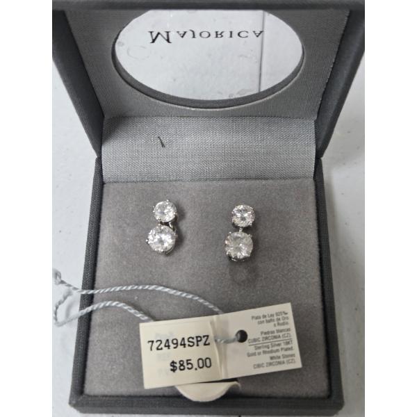 Majorica Sterling And CZ Earrings In Box With Tag