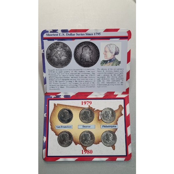 (6) 1979-1980 Susan B. Anthony Dollars In Display